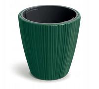DomoDomo - Macetero de plástico acanalado con inserto verde, 47 cm, ORO