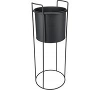 DomoDomo - Macetero grande de metal con soporte de 18,7 x 50,8 cm, color negro mate