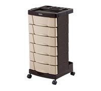 DOMPEL Carro de Mantenimiento, Almacenamiento Profesional Beauty Care con Ruedas y 6 Cajones - Peluquería/Barbería/Perfumería/Cosméticos/Salón/Tatuaje - Made IN Brasil - Beige/Marrón