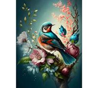 DOMROM Kit de pintura de diamantes de pájaro para adultos, juego de cuadros de diamantes 5D de flores para manualidades, pintura de diamante completo, gema digital, bordado para decoración de pared de