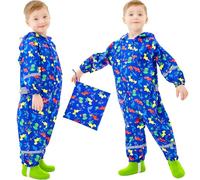 Domueay Chubasquero Niño Mono Impermeable Chaquetas Ligero Lindos Traje de Lluvia Plegable Capa de Lluvia con Detalles Reflectantes y Capucha Infantil Bebé 1-3 años