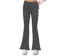 Domueay Leggings Acampanados para Niñas, Suaves Mallas de Campana, Cintura Alta Elástico Casual Pantalón Corte de Bota Bootcut, Legging Flare Infantiles Deportiva Ropa para 13-14 años, Gris