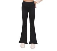 Domueay Leggings Acampanados para Niñas, Suaves Mallas de Campana, Cintura Alta Elástico Casual Pantalón Corte de Bota Bootcut, Legging Flare Infantiles Deportiva Ropa para 9-10 años, Negro