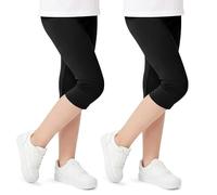 Domueay Leggings Capri Niña Mallas 3/4 Algodón Suaves Pantalón, Pack de 2