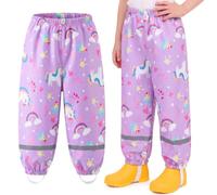 Domueay Pantalon Impermeable Niño Niña Estampados Transpirable 1-10 años | Pantalón de Lluvia, Reflectante, Sin Forro, Ligero, Pantalones Sobrepantalón, Ropa Colegio Exteriores Montaña Senderismo