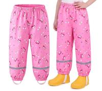 Domueay Pantalon Impermeable Niño Niña Estampados Transpirable 1-10 años | Pantalón de Lluvia, Reflectante, Sin Forro, Ligero, Pantalones Sobrepantalón, Ropa Colegio Exteriores Montaña Senderismo