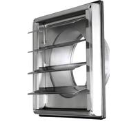 DOMUX Rejilla de Ventilación 2-en-1 de Acero Inoxidable 304 Ø125 mm - 4 Láminas Móviles Válvula Antirretorno Automática + Mosquitera - Campana de VMC Secadora - 185x185 mm DN125 - Garantía de 5 Años