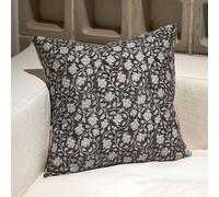 DOMVITUS - 1 Funda Decorativa con Estampado de Flores, 45 x 45 cm, para sofá, en Tonos neutros, para salón, Color Negro