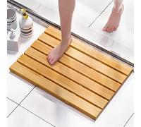 Domx - Tapete de baño de bambú para baño, tapete de Ducha de bambú, Antideslizante, Impermeable, tapete de Madera para Puerta, Sauna, SPA, Patio, Piscina, Uso al Aire Libre (Natural, 21.26 x 14.17 x