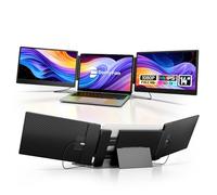 domyfan 14" Monitor Portátil para Portátil, FHD 1080P Triple Extensor de Pantalla para Portátil,Funciona con 13.3 "-17" Windows,Mac,Chrome,Switch,PS5