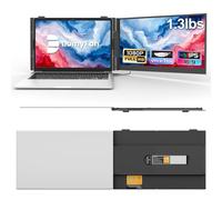 domyfan Extensor de pantalla para laptop de 14 pulgadas, extensor de monitor dual portátil ultrafino con pantalla IPS FHD 1080P, Plug & Play a través de HDMI/USB-A/Type-C para portátiles de 13 a 17