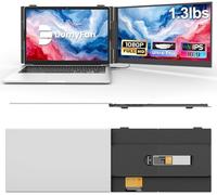 domyfan Extensor de Pantalla para Portátil, Ultra Liviano 600g, Monitor Portátil Dual 14" Full HD 1080P, Compatible con Win, Mac, PS5, Switch, Plug & Play para Portátiles 13,3"-17"