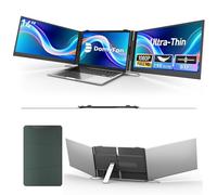 domyfan Extensor Triple de Pantalla Portátil 14", Monitor Portátil Ultrafino Full HD 1080P Ultra Liviano para Win, Mac, PS5, Switch, Plug & Play, Compatible con Portátiles de 13,3-17"
