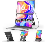 domyfan Monitor Portable 16,1" FHD 1200P, Doble Pantalla con Soporte Magnético 360°, Extensión de Pantalla para Portátiles 13-17,3", Plug & Play para Windows/Mac/PC/Xbox/PS5