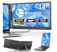 domyfan Monitor Portátil de 14" Dual Ultradelgado - Extensor de Pantalla Portátil FHD 1080P IPS para Portátiles de 13-17", Plug & Play con HDMI/USB-A/Type-C, Compatible con Windows, Mac, Android