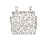 Don Algodón Bolso carro bebé gris flores - Bolsa organizadora carrito bebé cierre cremallera - Talega funcional pañalera cochecito estampado floral