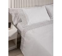 Don Algodón Juego sábana bordado 135 cm Tilia blanco gris. default Cama 180 cm