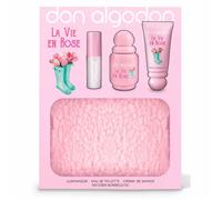 Set La Vie en Rose Don Algodón Mujer Mini Incluye la fragancia La Vie en Rose 30 ml, iluminador, crema de manos perfumada y un encantador neceser de borreguito.