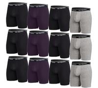DON ALGODON Pack 12 Calzconcillos Hombre Boxer | Ropa Interior Algodón | Transpirables y Resistentes (FR/ES, Letras, L, Regular, Regular, Negro/Gris/Marino)
