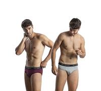 DON ALGODON Pack 2 Slips para Hombre (S, Granate/Gris)