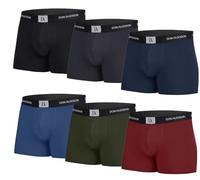 DON ALGODON | Pack 6 Boxers Hombre Suaves, Transpirables y Resistentes (FR/ES, Letras, L, Regular, Regular, Negro/Azul/Gris/Teja/Marino/Verde)