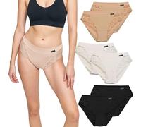 DON ALGODON | Pack 6 Bragas Mujer Tacto Extrasuave (FR/ES, Letras, L, Regular, Regular, Blanco/Negro/Beige)