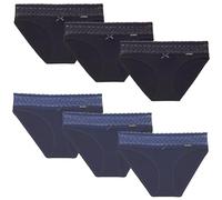 DON ALGODON | Pack 6 Bragas Mujer Tacto Extrasuave (FR/ES, Letras, M, Regular, Regular, Marino/Negro)