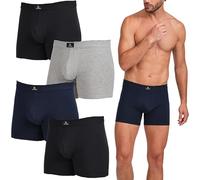 DON ALGODON Pack de 4 Boxers de Algodón Premium | Cintura de Canalé | Suaves y Cómodos | Elegantes | Refuerzo con Doble Tela | 3 Colores (FR/ES, Letras, XL, Regular, Regular, Negro, Marino, Gris)