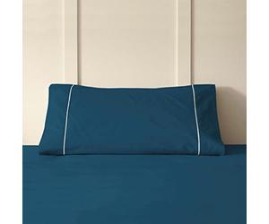 Don Descanso - Funda de Almohada Algodón 100% Azul Marino 180 Hilos para Almohada 80/90 cm. Máximo Frescor y Calidad, Suave, Transpirable y Ligera. Apta para Lavar a 30ºC