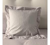 Don Descanso - Funda de Cojín Cuadrada 50x50 Algodón 100% Máxima Calidad, Tejido 180 Hilos, Color Gris con Ribete Blanco, Funda de Almohada para Cama, Suave, Fresca, Transpirable, Lavable a 30ºC.