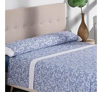 Don Descanso-Juego de Sábanas 3 pzs Mod. Nalui Azul para Cama 135cm. Set de sábanas (1xBajera, 1xEncimera y 1xFunda de Almohada) Tejido Polycotton Suave y Transpirable. Lavable 30º y Fácil Planchado