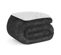Don Descanso - Manta para Sofá Invierno Grande (150x200cm) Microfibra Suave, Cálida, Lavable a Máquina, Resistente a Las Arrugas. Manta Borreguito para Cama 90/105 o Sofá Gris Antracita