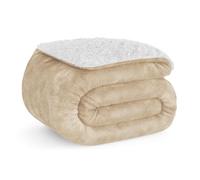 Don Descanso - Manta para Sofá Invierno Grande (150x200cm) Microfibra Suave, Cálida, Lavable a Máquina, Resistente a Las Arrugas. Manta Borreguito para Cama 90/105 o Sofá Beige