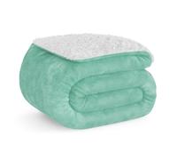 Don Descanso - Manta para Sofá Invierno Grande (150x200cm) Microfibra Suave, Cálida, Lavable a Máquina, Resistente a Las Arrugas. Manta Borreguito para Cama 90/105 o Sofá Verde Menta