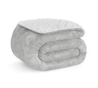 Don Descanso - Manta para Sofá Invierno Grande (150x200cm) Microfibra Suave, Cálida, Lavable a Máquina, Resistente a Las Arrugas. Manta Borreguito para Cama 90/105 o Sofá Gris Claro