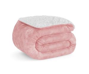 Don Descanso - Manta para Sofá Invierno Grande (150x200cm) Microfibra Suave, Cálida, Lavable a Máquina, Resistente a Las Arrugas. Manta Borreguito para Cama 90/105 o Sofá Rosa