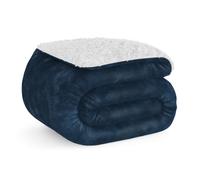 Don Descanso - Manta para Sofá Invierno Grande (200x220cm) Microfibra Suave, Cálida, Lavable a 30º, Reversible y Resistente a Las Arrugas. Manta Borreguito Cama Doble o Sofá Azul Marino