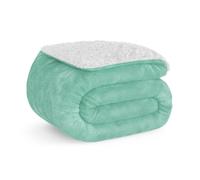Don Descanso - Manta para Sofá Invierno Grande (200x220cm) Microfibra Suave, Cálida, Lavable a 30º, Reversible y Resistente a Las Arrugas. Manta Borreguito Cama Doble o Sofá Verde Menta