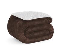 Don Descanso Manta Reversible Microvisón y Tejido Tipo Sherpa Mod. Newconfort, 150x200 cm. Sofá, Cama 90 o Sobrecama, Extrasuave, Cálida, Marrón Chocolate, Lavable a máquina, Resistente a Las Arrugas