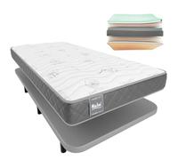 DON DESCANSO-Pack Colchón Viscoelástico 90x180cm Mulhacén + Base Tapizada de Acero. Colchón con Tejido Aloe Vera, F. Media-Alta y Transpirable. Alto Colchón: ±15cm | Alto Base: 30cm | Hecho en España