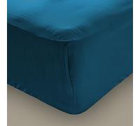 Don Descanso - Sabana Bajera Ajustable Algodón 100% Azul Marino 180 Hilos para Cama 135/140 cm. hasta 28 cm. Fácil Planchado y Lavable (30º). Fresca, Transpirable y Suave (Disponible Varios Tamaños)