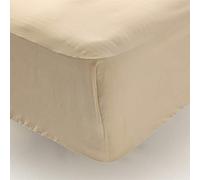 Don Descanso - Sabana Bajera Ajustable Algodón 100% Beige Piedra 180 Hilos para Cama 80/90 cm. hasta 28 cm. Fácil Planchado y Lavable (30º). Fresca, Transpirable y Suave (Disponible Varios Tamaños)