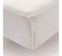 Don Descanso - Sabana Bajera Ajustable Algodón 100% Blanca 180 Hilos para Cama 180 cm. hasta 28 cm. Fácil Planchado y Lavable (30º). Fresca, Transpirable y Suave (Disponible Varios Tamaños)