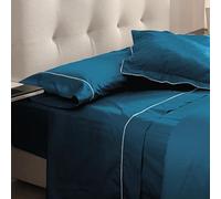 Don Descanso - Sábana Encimera Algodón 100% Azul Marino 180 Hilos para Camas 105/120cm y hasta 34cm (Grosor). Fácil Planchado y Lavable (30º). Fresca, Transpirable y Suave (Disponible Varios Tamaños)