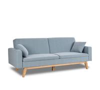 Don Descanso, Sofá Cama 3 plazas Reine, Tapizado en Tela, Sistema Apertura de Libro o Clic-clac, Medida sofá: 201x73x79 cm, Medida Cama: 201x99x42 cm, Incluye 2 Cojines, Azul
