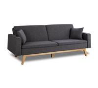 Don Descanso, Sofá Cama 3 plazas Reine, Tapizado en Tela, Sistema Apertura de Libro o Clic-clac, Medida sofá: 206x73x80cm, Medida Cama: 180x100cm, Incluye 2 Cojines, Gris Marengo