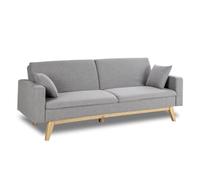 Don Descanso, Sofá Cama 3 plazas Reine, Tapizado en Tela, Sistema Apertura de Libro o Clic-clac, Medida sofá: 206x73x80cm, Medida Cama: 180x100cm, Incluye 2 Cojines, Gris Claro