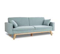 Don Descanso, Sofá Cama 3 plazas Reine, Tapizado en Tela, Sistema Apertura de Libro o Clic-clac, Medida sofá: 206x73x80cm, Medida Cama: 180x100cm, Incluye 2 Cojines, Verde