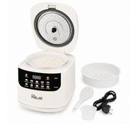 Don Feliz Arrocera Eléctrica 2 L para 1-4 Personas, Olla Arrocera Digital con 10 Programas, Cesta Vaporera, Temporizador 24 h, Mantener Caliente y Recipiente Antiadherente