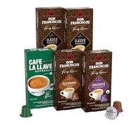 Don Francisco's and Cafe La Llave - Surtido de cápsulas de café expreso, paquete de 50 cápsulas de aluminio reciclables compatibles con cafeteras Nespresso Original Line